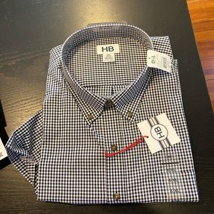 Mens DXL navy and white short sleeve button down